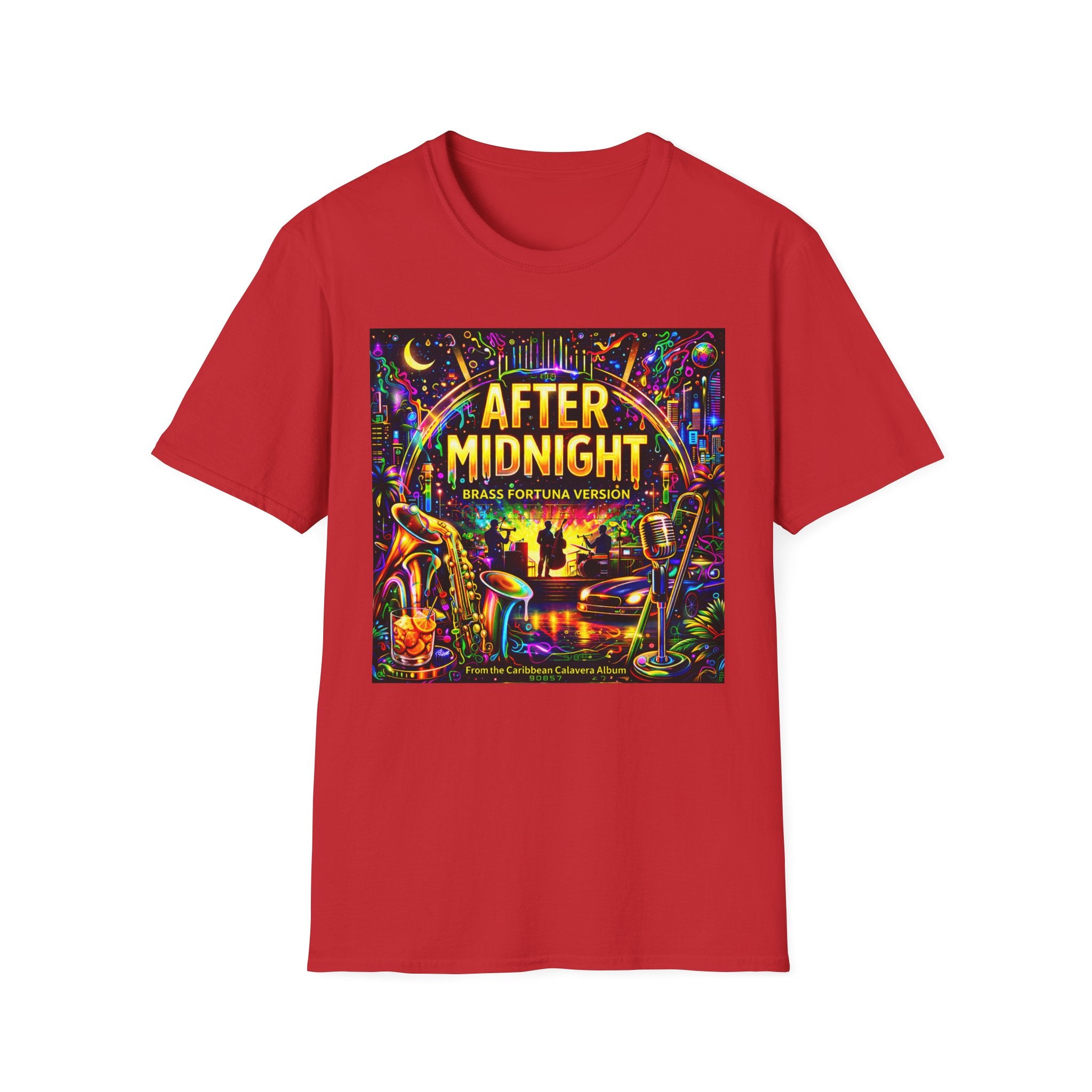 After Midnight T-Shirt  Song Cover Art From The Caribbean Calavera Album – Neon Jazz Club Graphic Tee