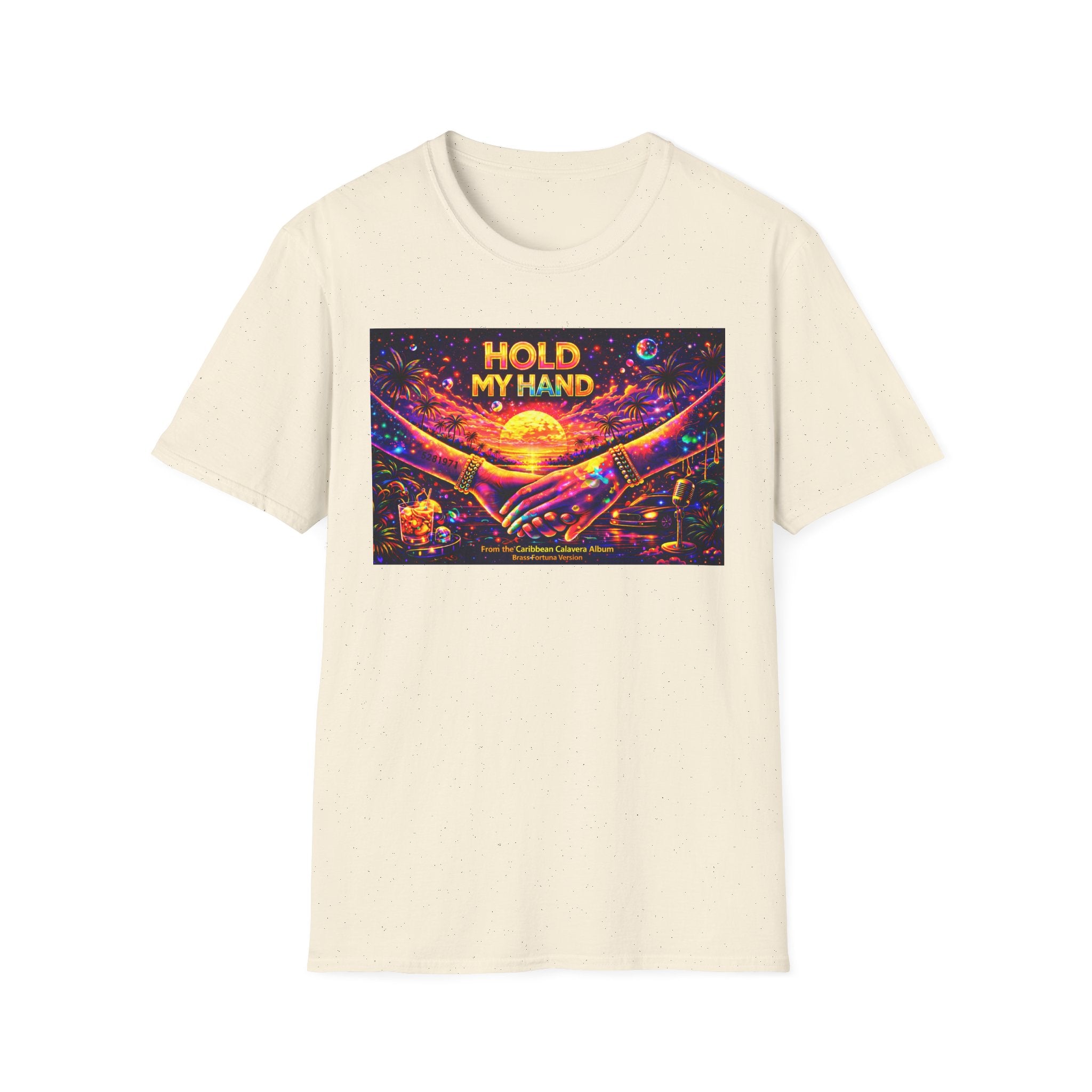 Hold My Hand T-Shirt  Song Cover Art From The Caribbean Calavera Album — Retro Sunset Hands Graphic Tee