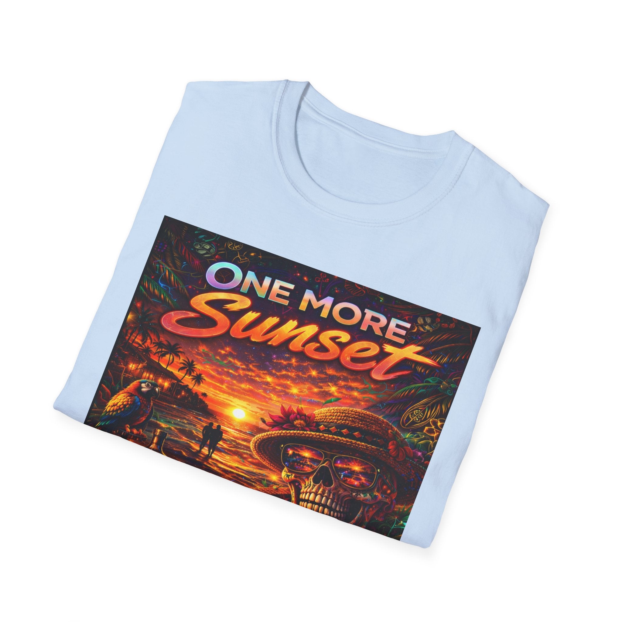 One More Sunset T-Shirt —  Song Cover Art From The Caribbean Calavera Album Retro Surf Skull Sunset Graphic Tee