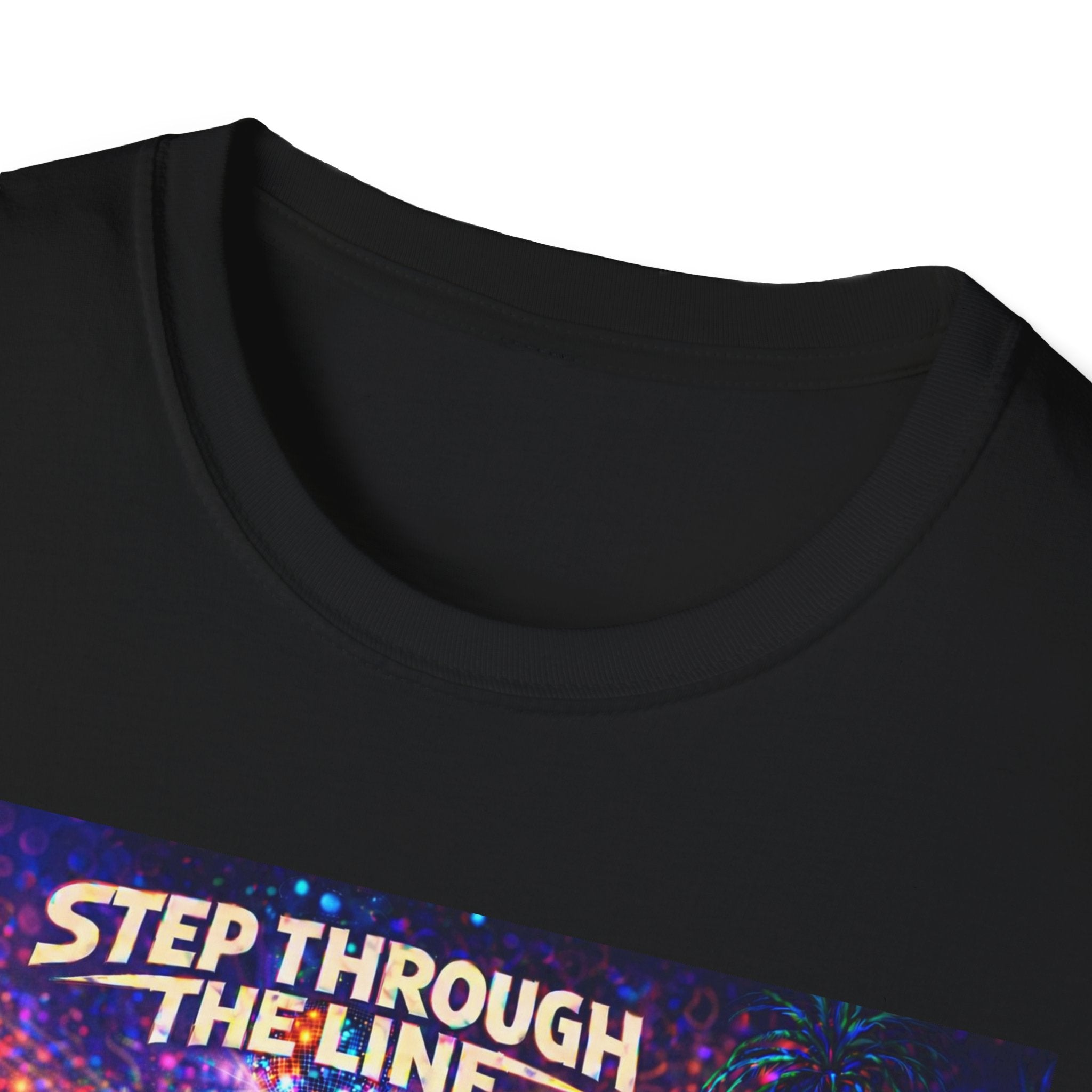 Step Through The Line T-Shirt Song Cover Art From The Caribbean Calavera Album  — Psychedelic Rainbow Silhouette Graphic Tee