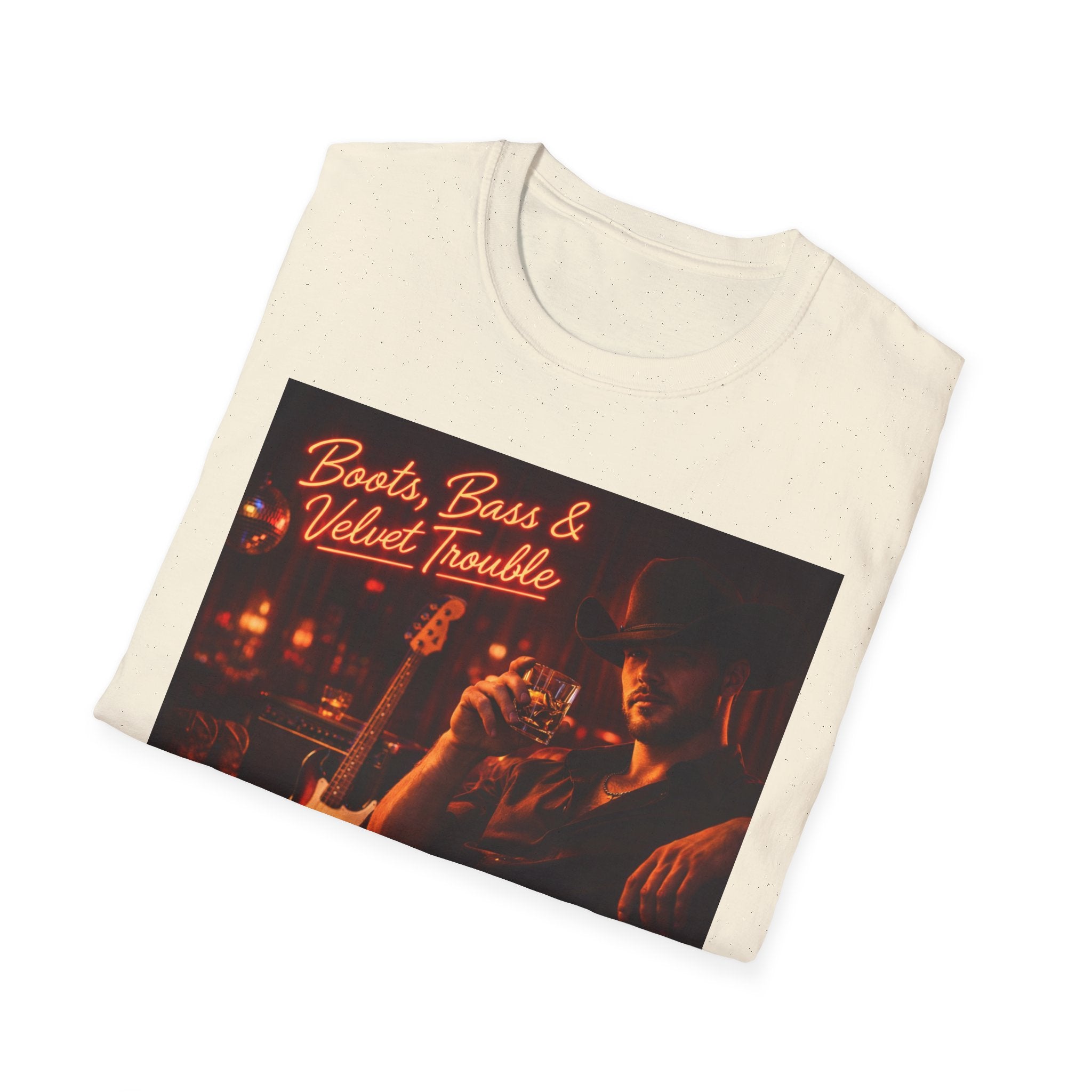 "Boots, Bass & Velvet Trouble" Retro Music Tee Vintage Rock T-Shirt —