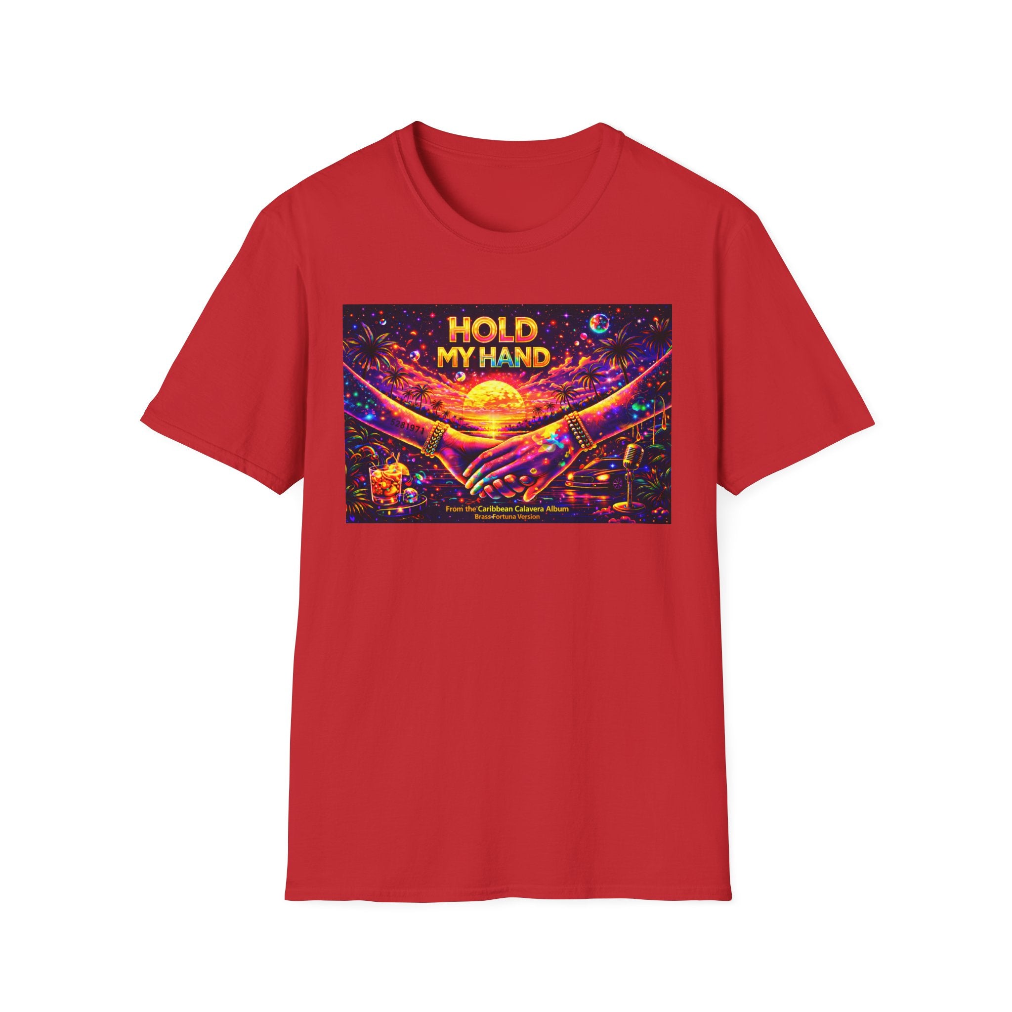 Hold My Hand T-Shirt  Song Cover Art From The Caribbean Calavera Album — Retro Sunset Hands Graphic Tee