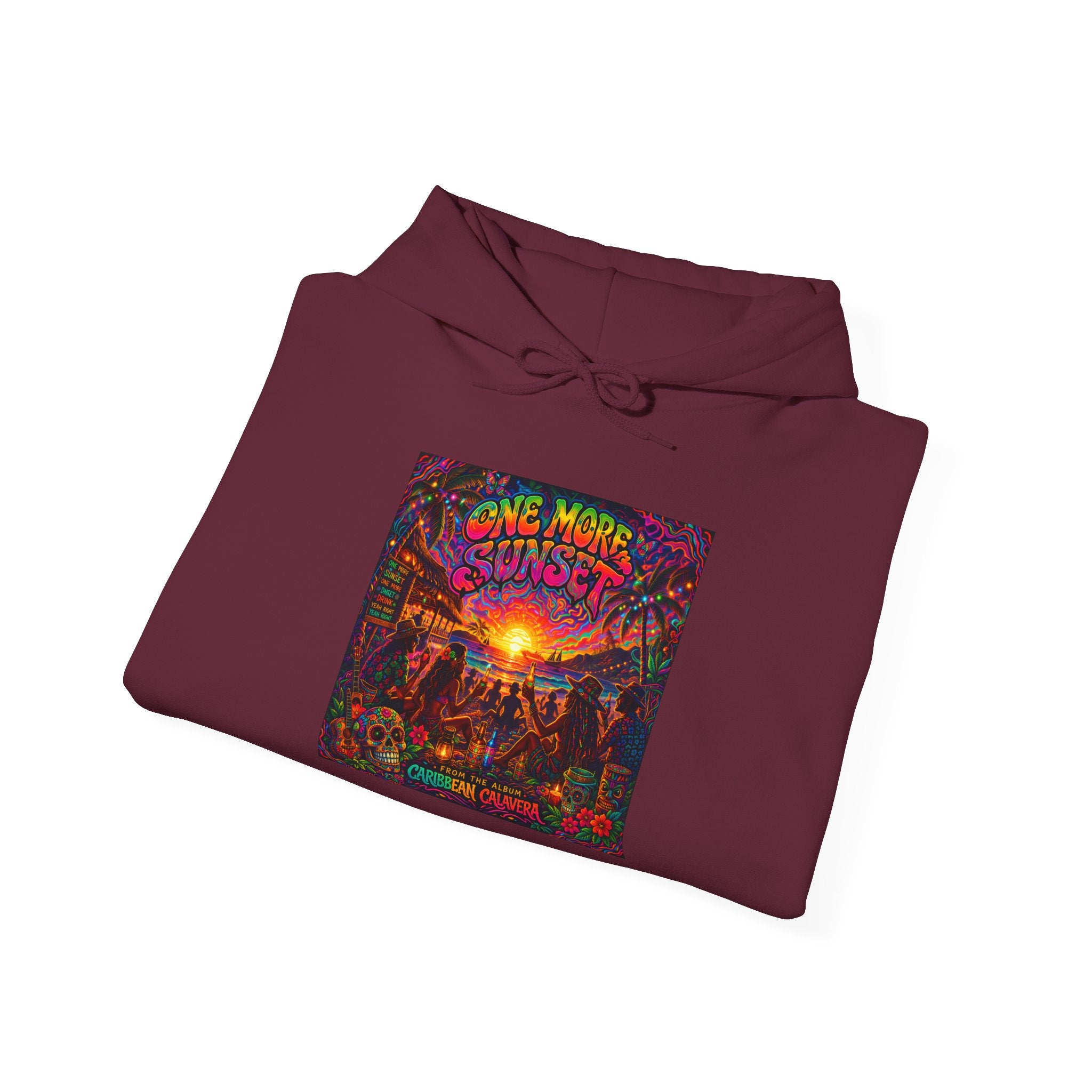 "One More Sunset"  Song Cover Art From The Caribbean Calavera Album  Retro Concert Graphic Sunset Festival Hoodie