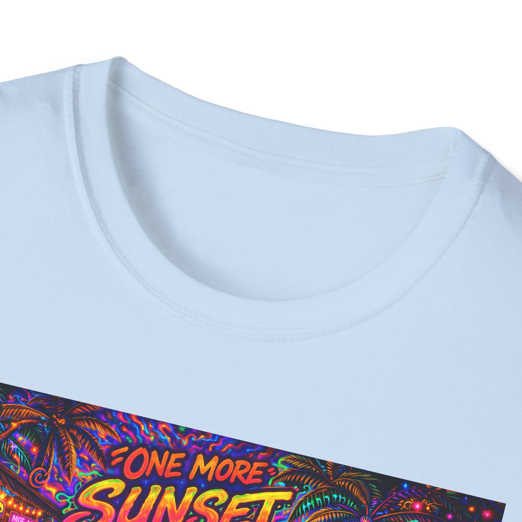 One More Sunset Bonfire Graphic T-Shirt  Song Cover Art From The Caribbean Calavera Album   — "Sunset" Neon Beach Party Tee