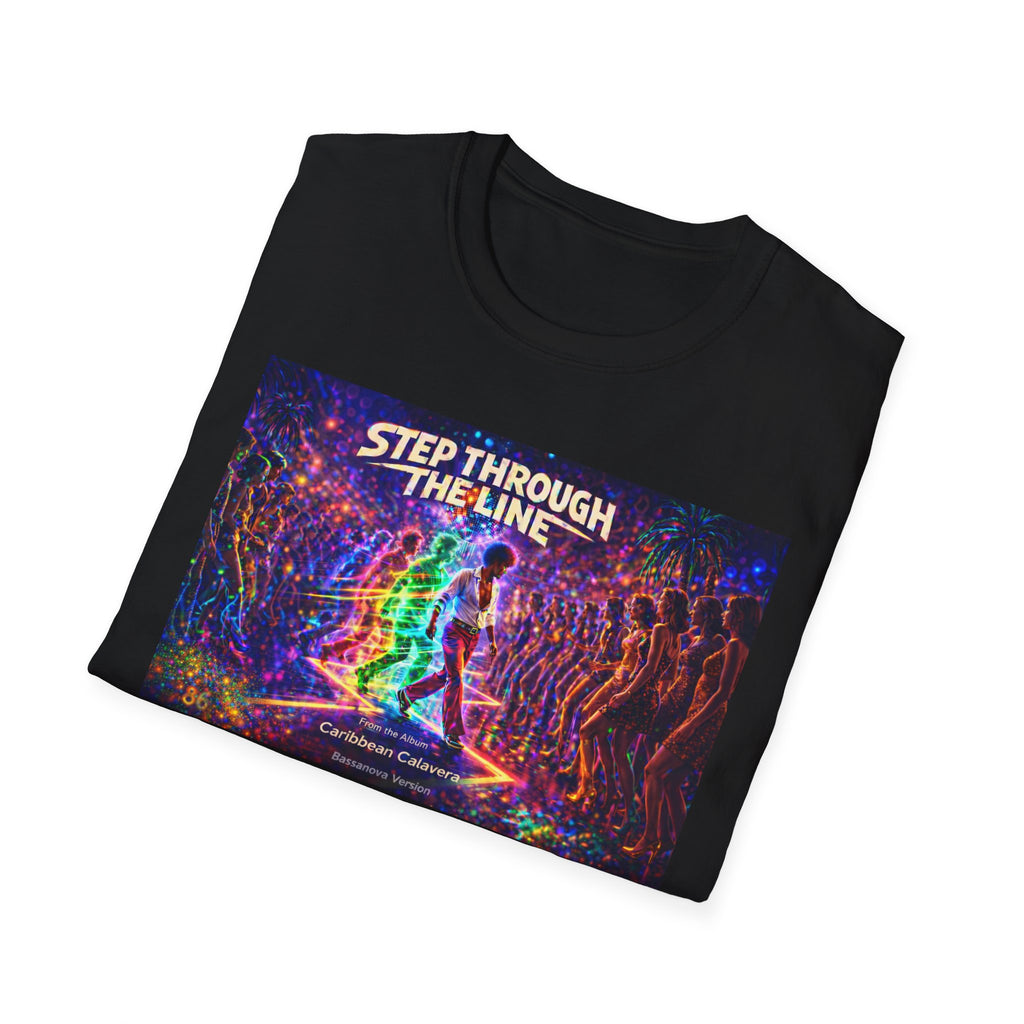 Step Through The Line T-Shirt Song Cover Art From The Caribbean Calavera Album  — Psychedelic Rainbow Silhouette Graphic Tee