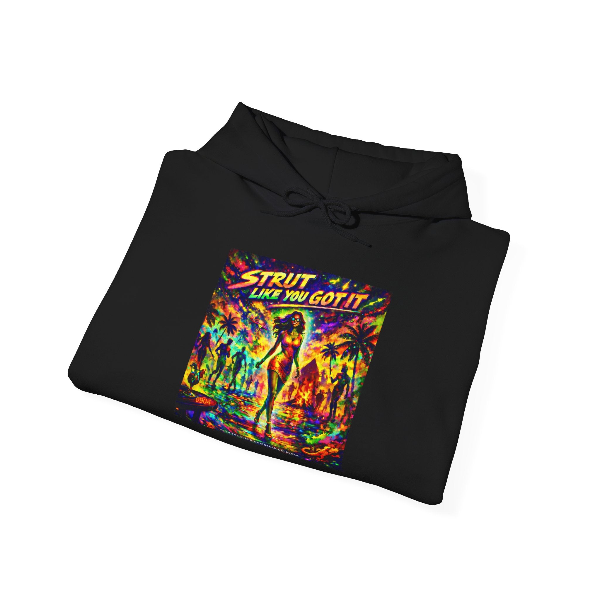 "Strut Like You Got It"   Song Cover Art From The Caribbean Calavera Album  Retro Disco Graphic Hoodie