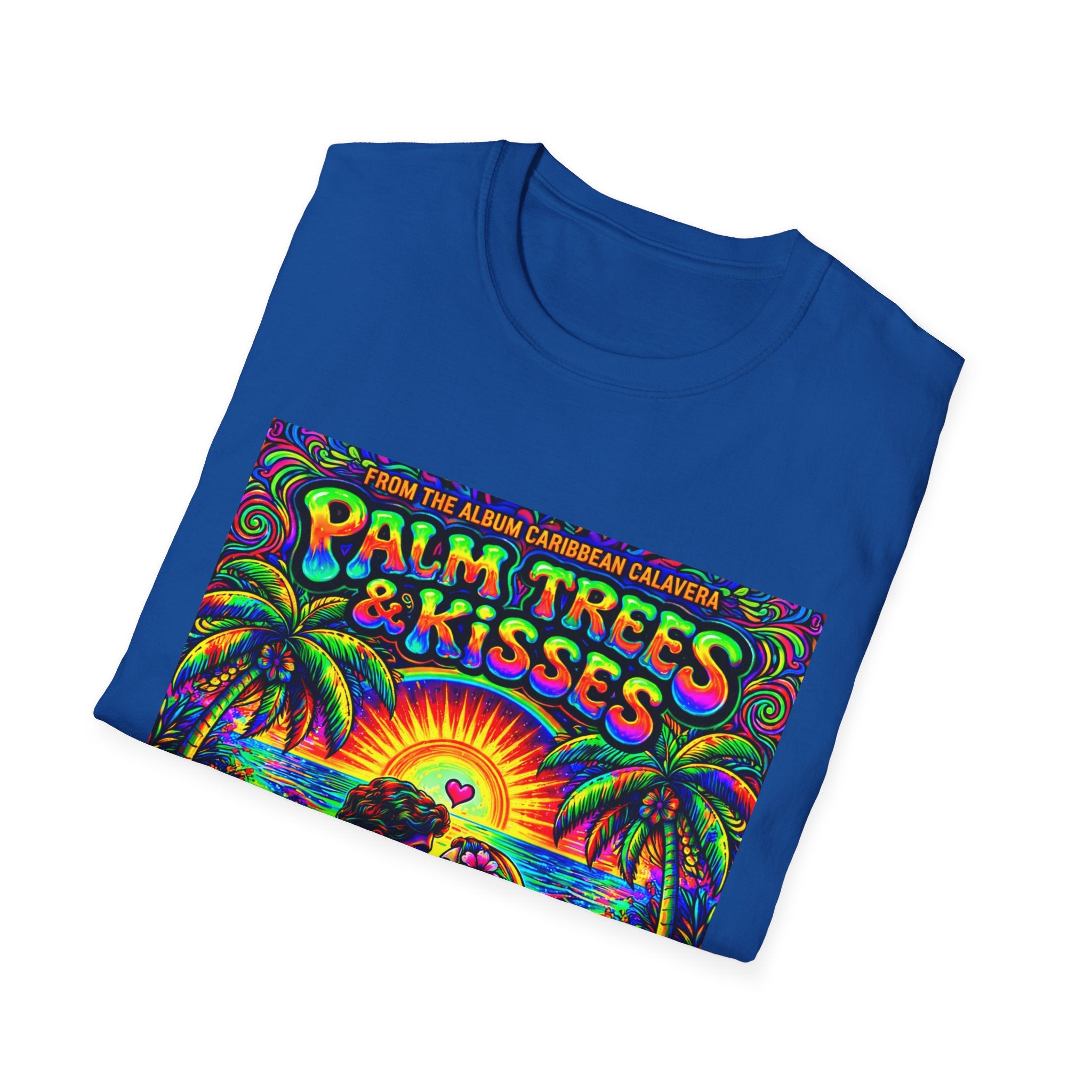 Palm Trees & Kisses Song Cover Art From The Caribbean Calavera Album  Tropical Graphic T-Shirt — Retro Sunset Beach Vibes