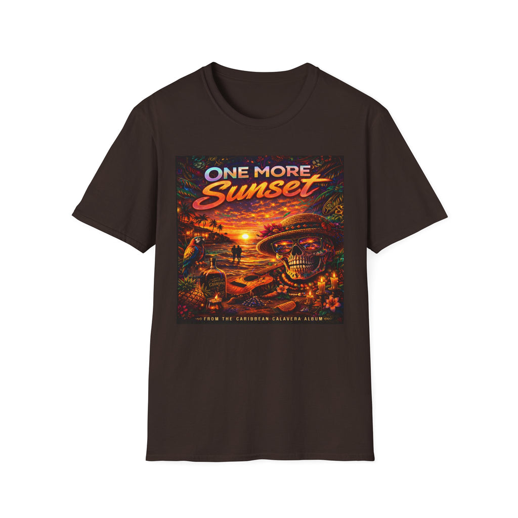 One More Sunset T-Shirt —  Song Cover Art From The Caribbean Calavera Album Retro Surf Skull Sunset Graphic Tee