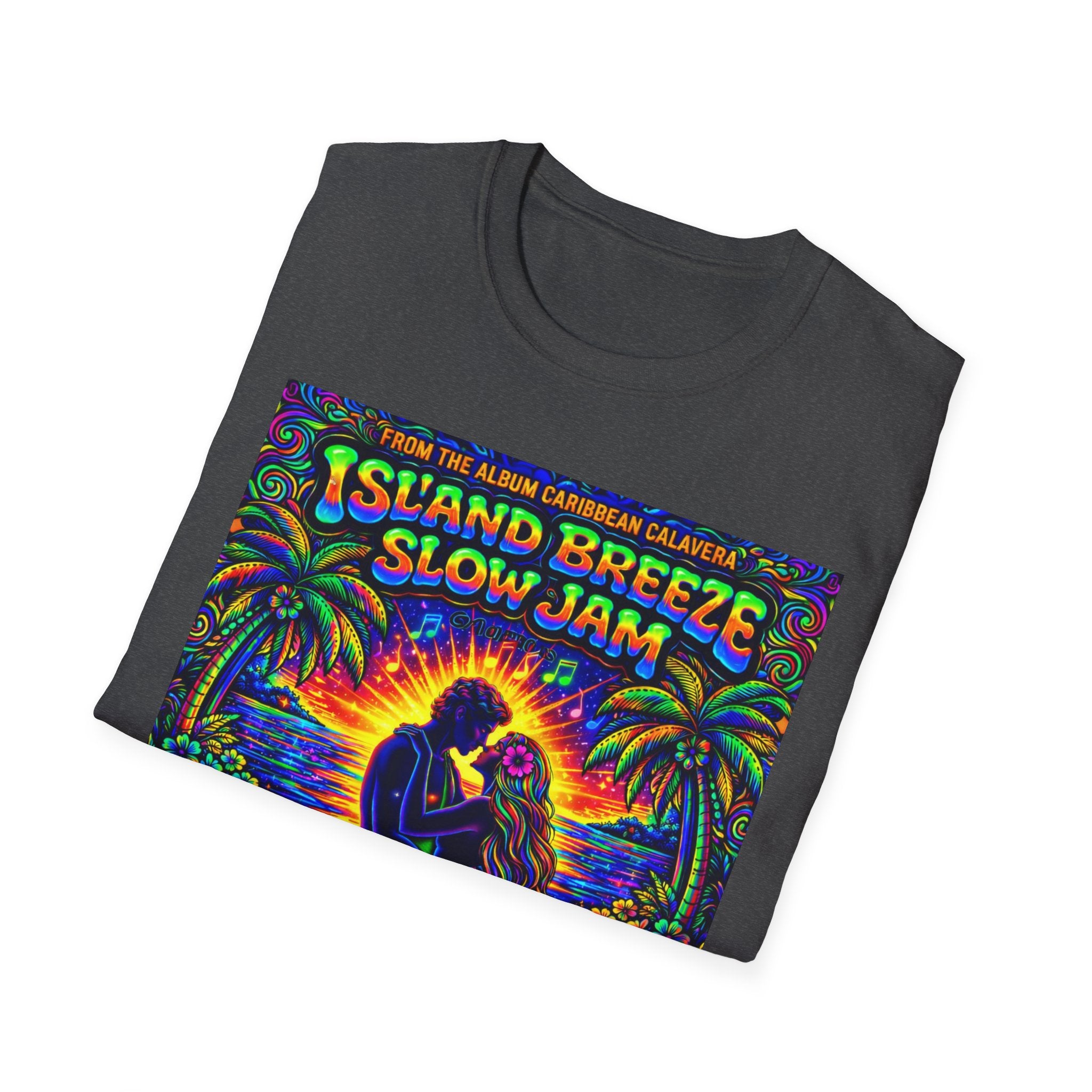 Island Breeze Slow Jam T-Shirt  Song Cover Art From The Caribbean Calavera Album   — Retro Tropical Sunset Music Tee