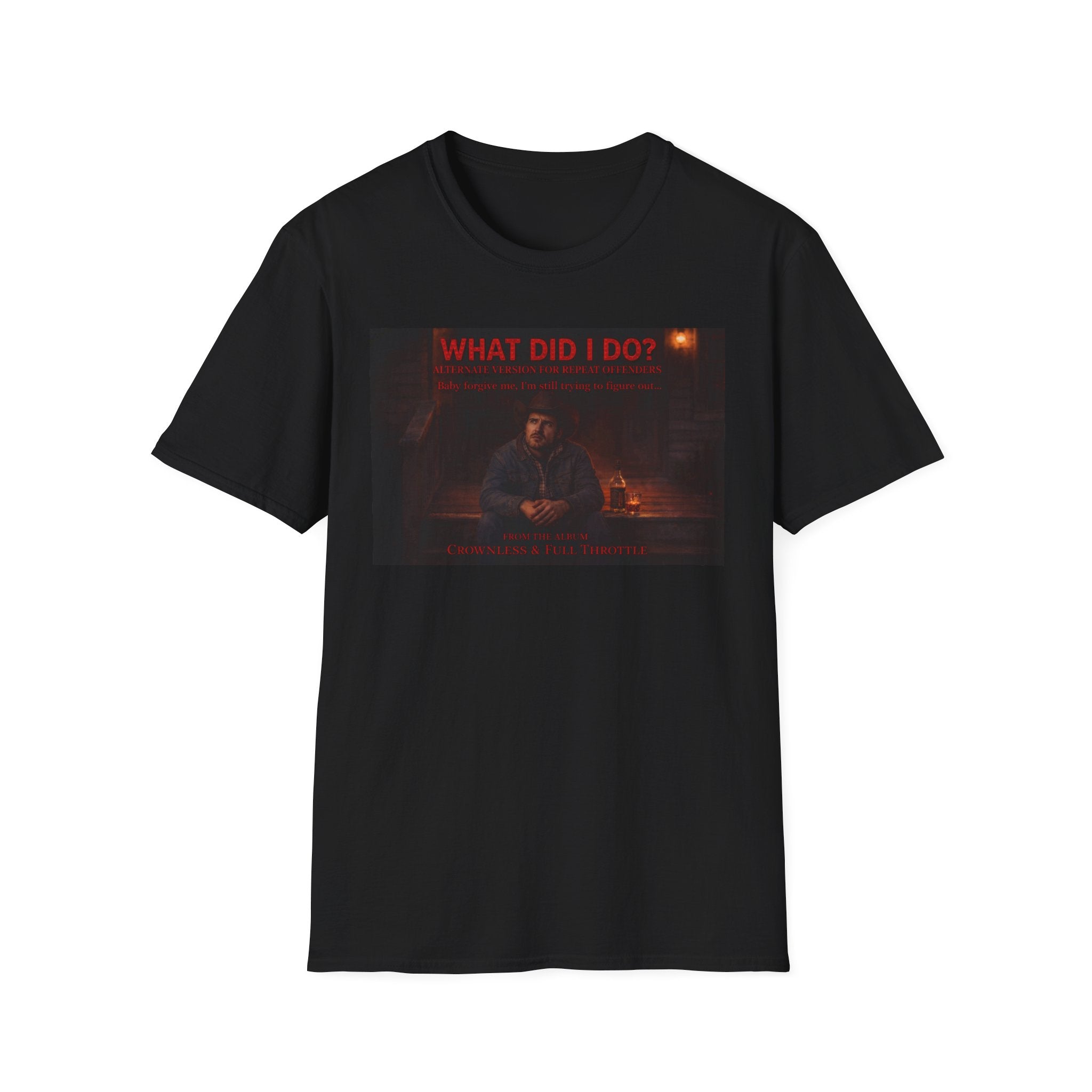 T-Shirt — "What Did I Do?" Dark Vintage Portrait Graphic Tee