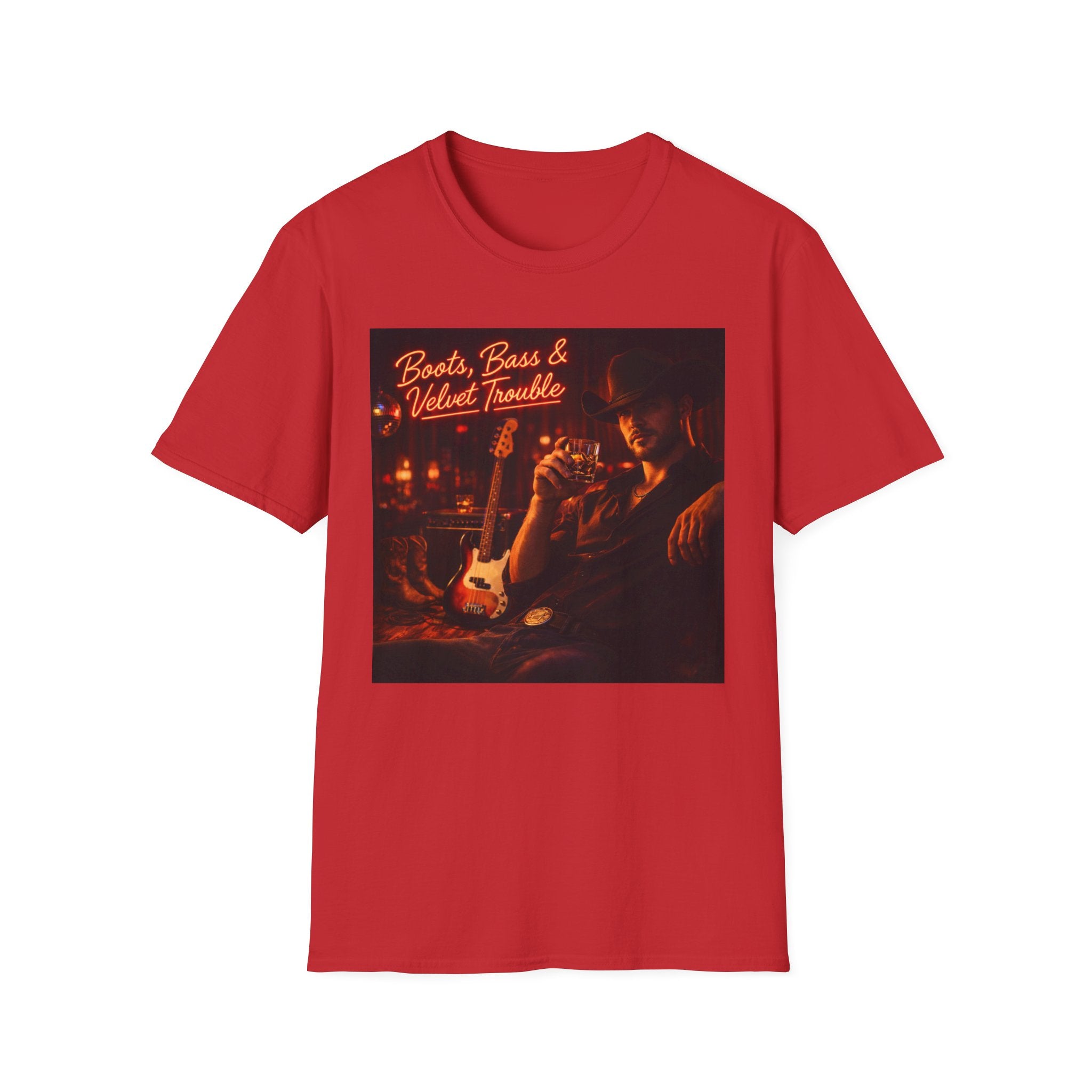 "Boots, Bass & Velvet Trouble" Retro Music Tee Vintage Rock T-Shirt —