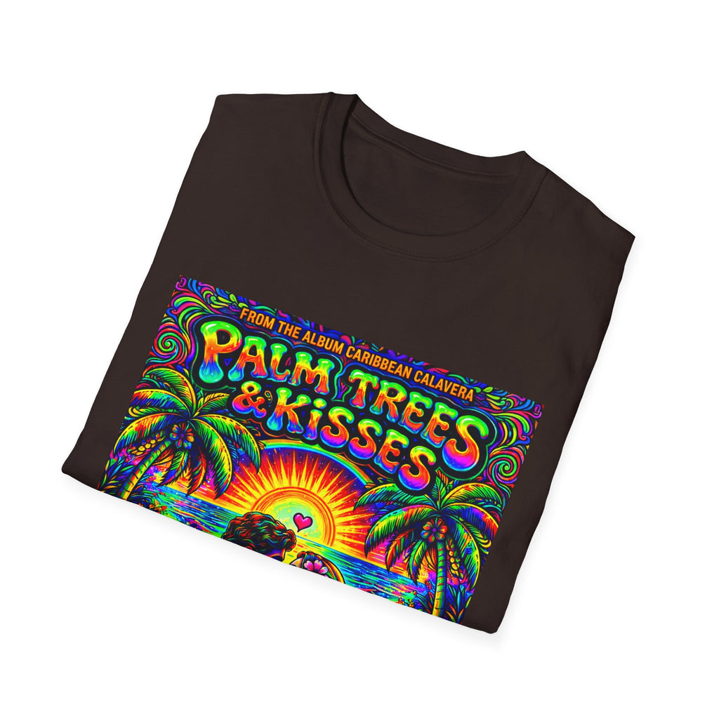 Palm Trees & Kisses Song Cover Art From The Caribbean Calavera Album  Tropical Graphic T-Shirt — Retro Sunset Beach Vibes