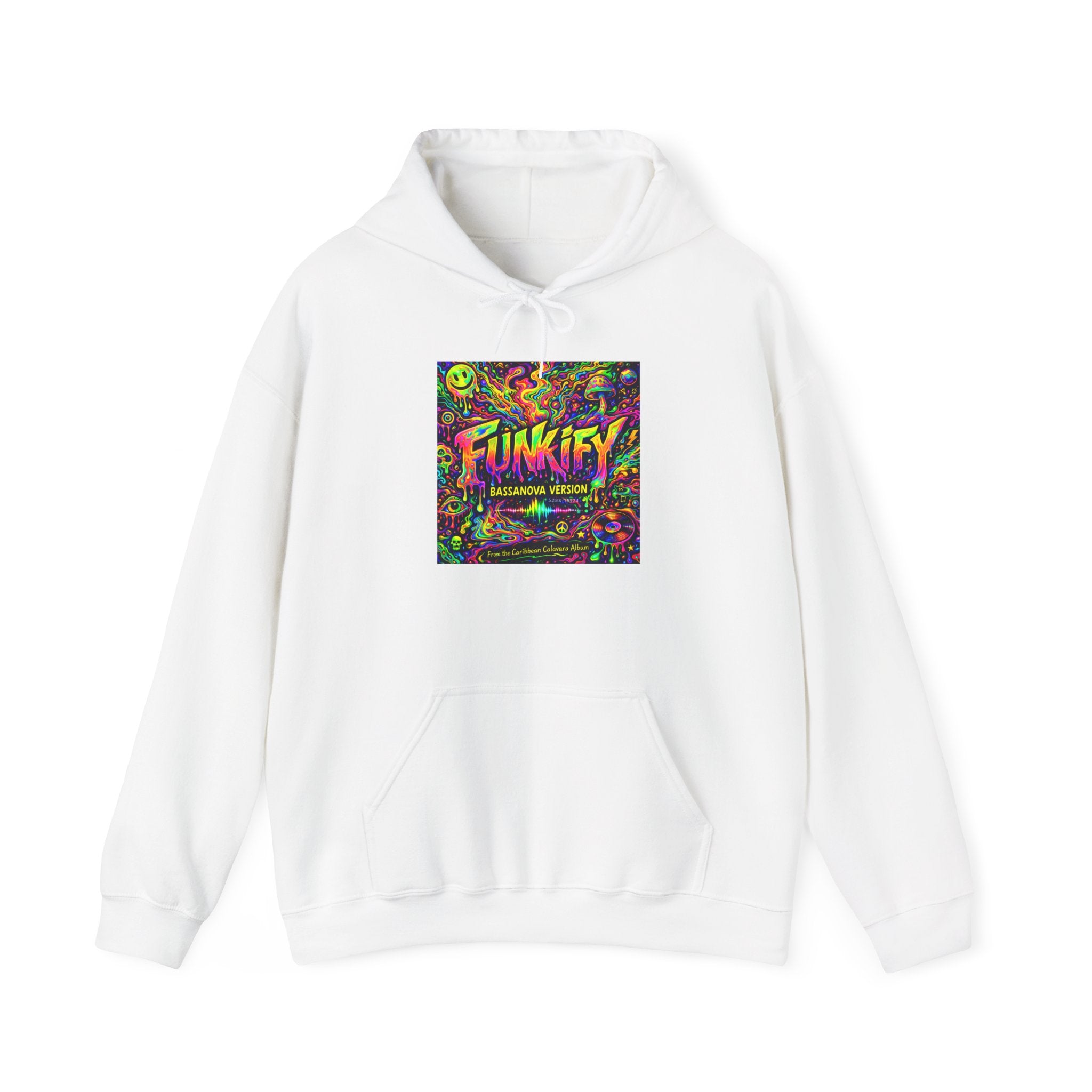 Funkify Song from Caribbean Calavera Album Neon Psychedelic Hoodie — "FUNKIFY" Retro Rave Graphic Sweatshirt