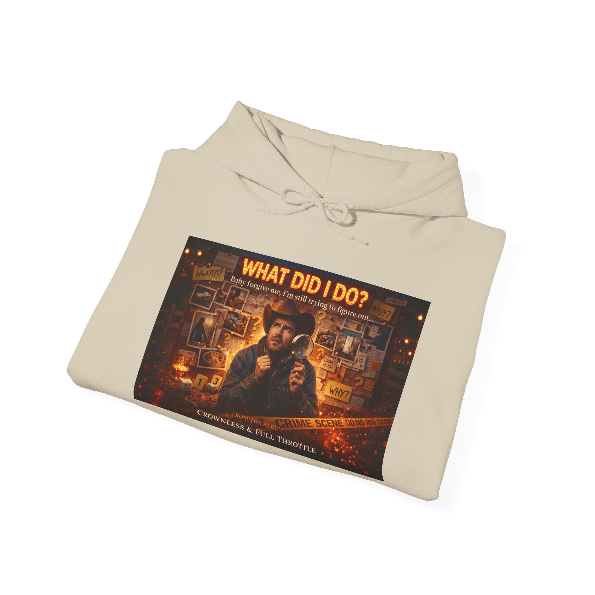 "What Did I Do?" Graphic Hoodie – Retro Mystery Movie Poster Sweatshirt