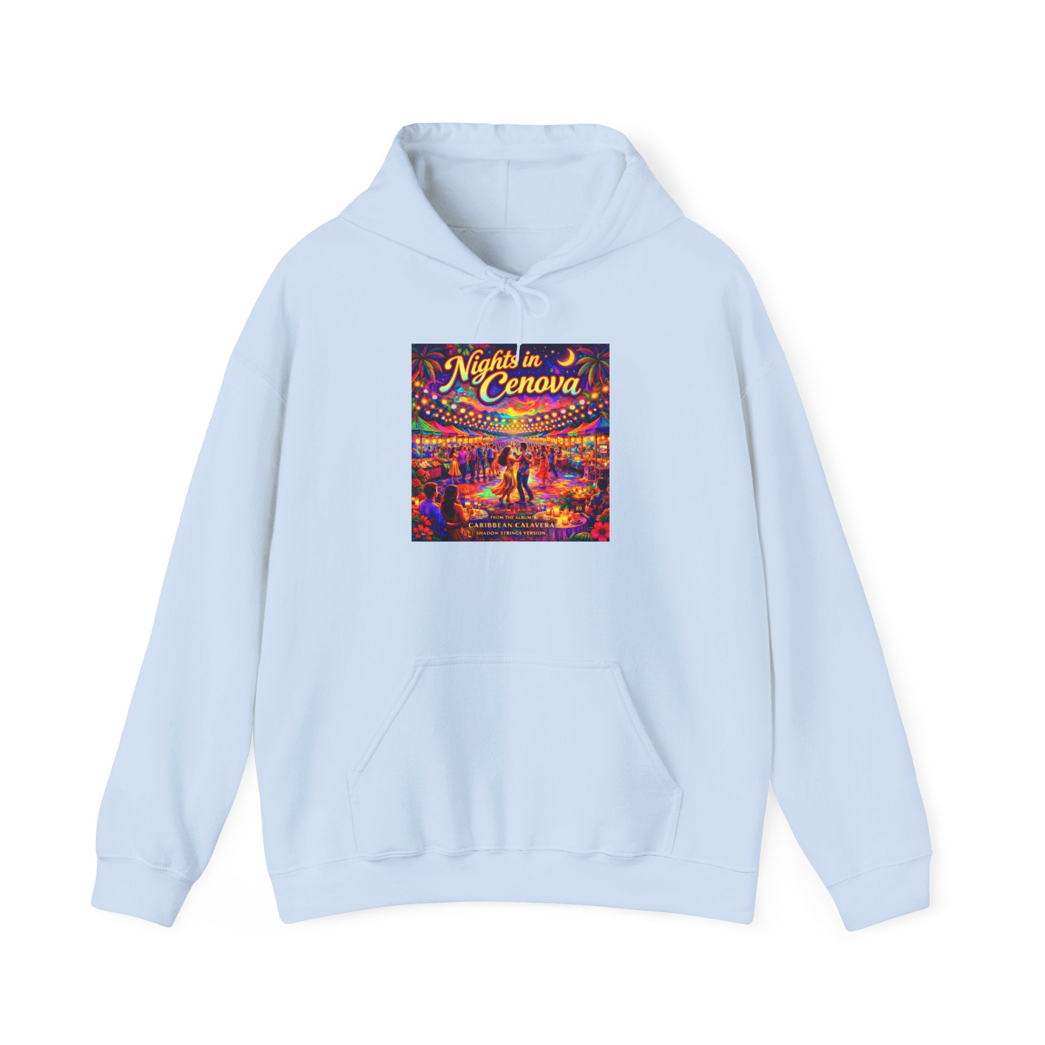Nights in Cenova Song Cover Art From The Caribbean Calavera Album  Colorful Festival Street Scene Pullover HOODIE