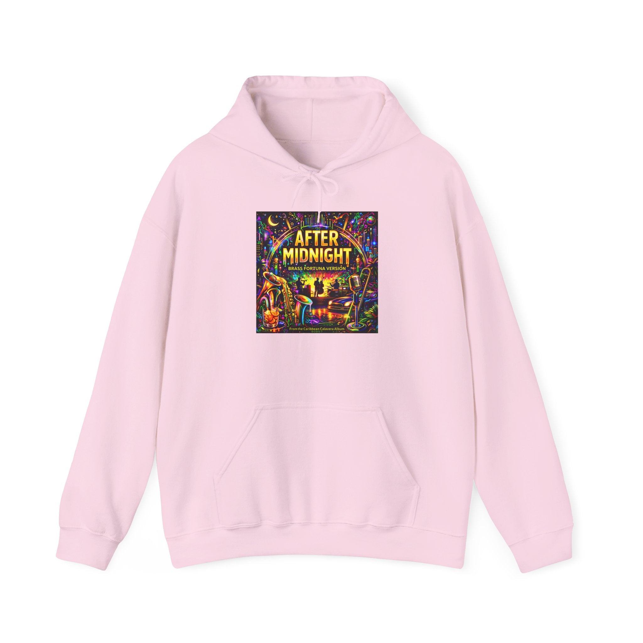 After Midnight Hoodie  Song Cover Art From The Caribbean Calavera Album  — Neon City Nightlife Graphic Sweatshirt