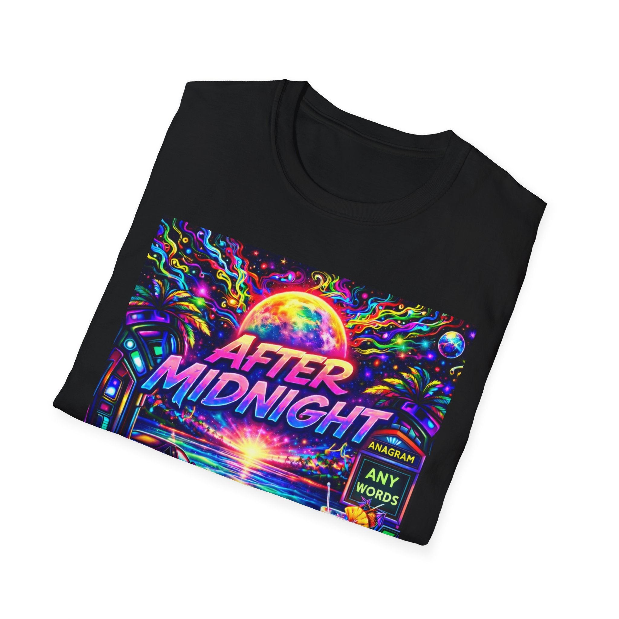 After Midnight T-Shirt Song Cover Art From The Caribbean Calavera Album  — Neon Retro Sunset Vaporwave Tee
