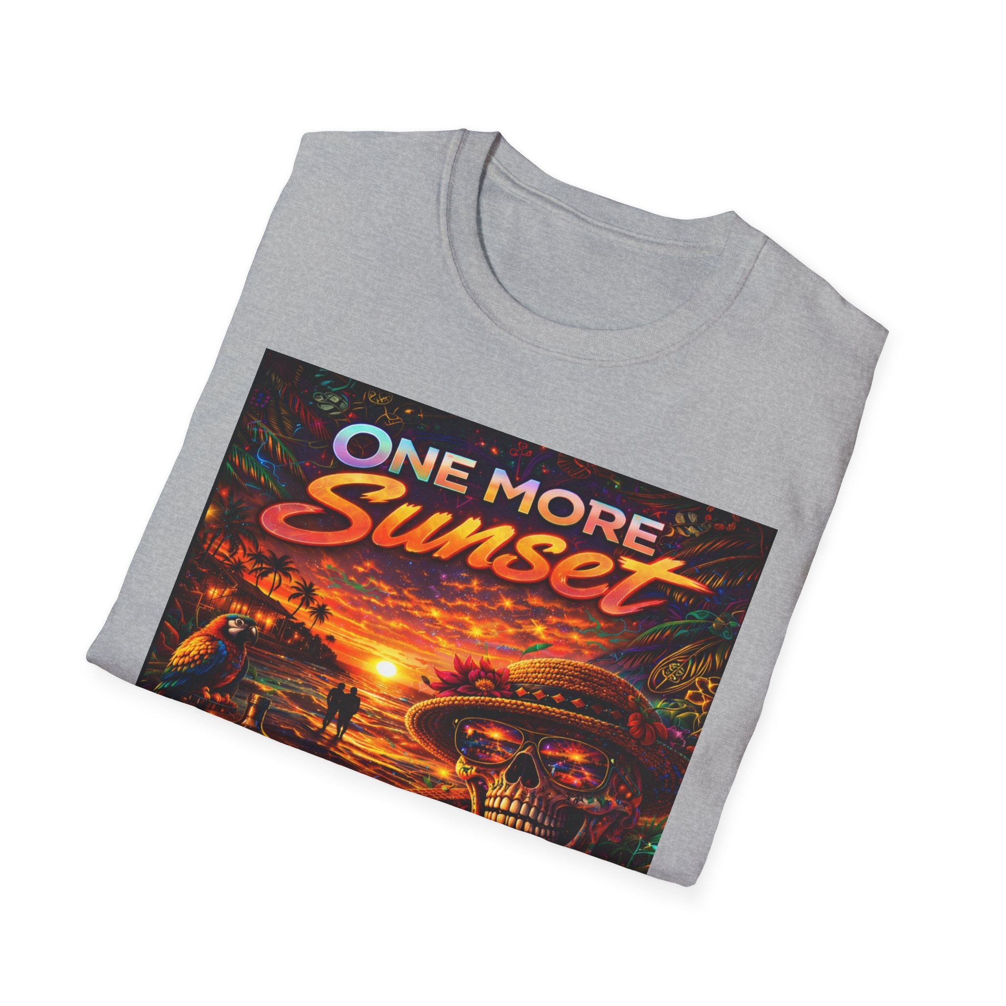 One More Sunset T-Shirt —  Song Cover Art From The Caribbean Calavera Album Retro Surf Skull Sunset Graphic Tee