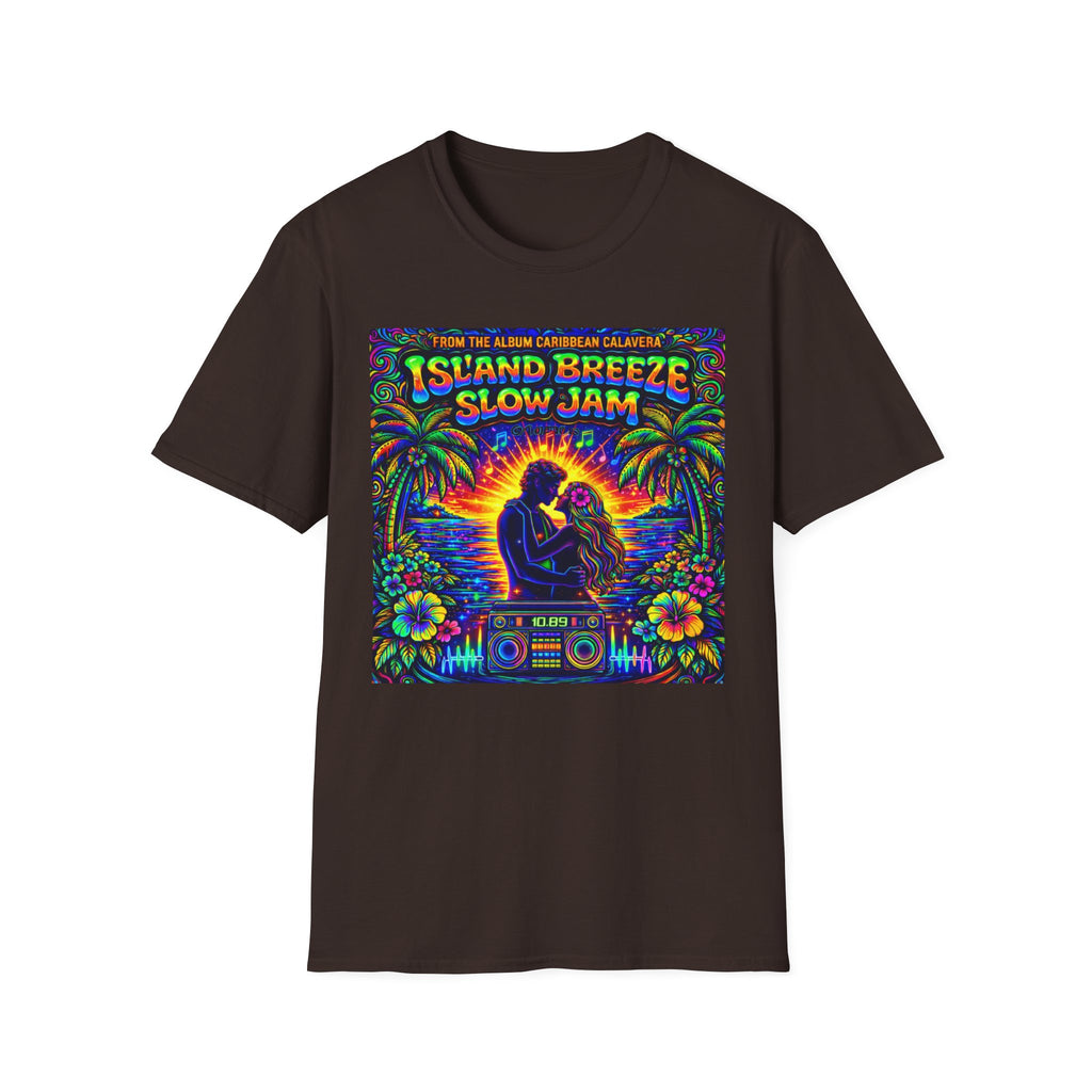 Island Breeze Slow Jam T-Shirt  Song Cover Art From The Caribbean Calavera Album   — Retro Tropical Sunset Music Tee