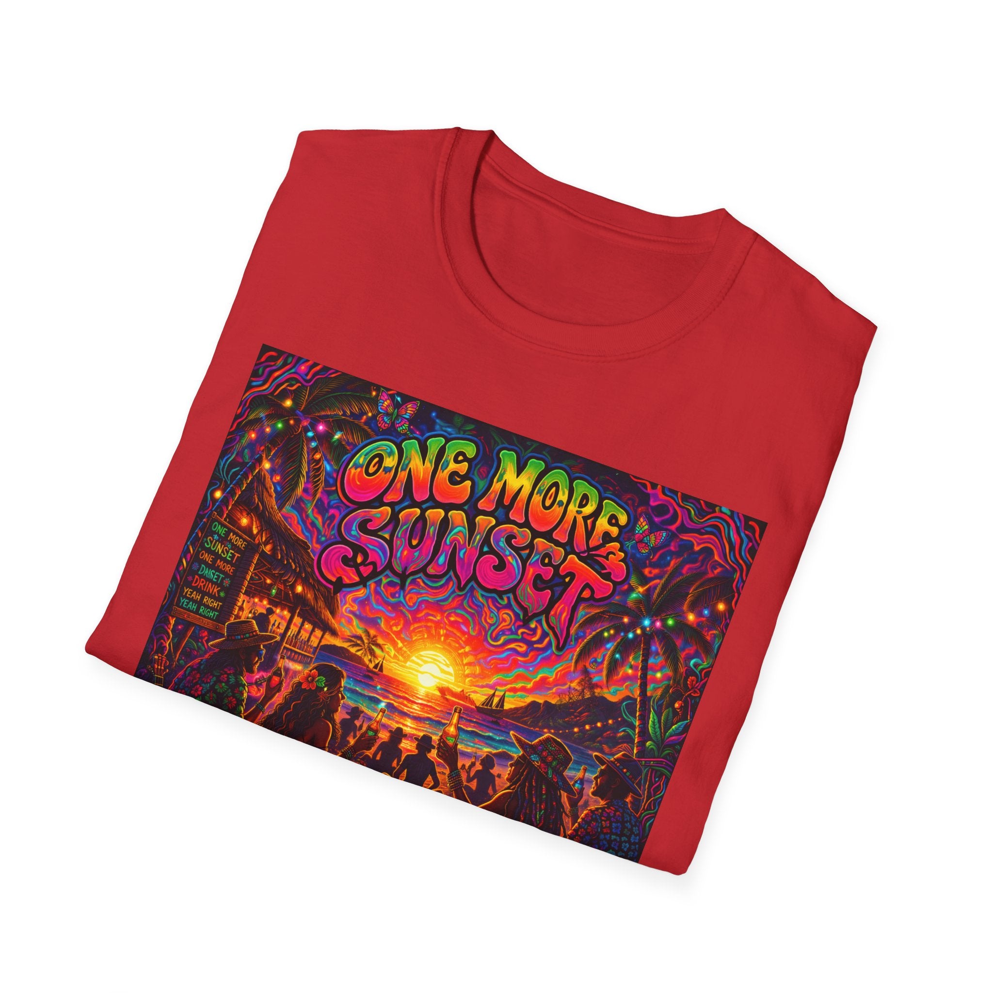 One More Sunset T-Shirt —  Song Cover Art From The Caribbean Calavera Album   Tropical Sunset Concert Graphic Tee