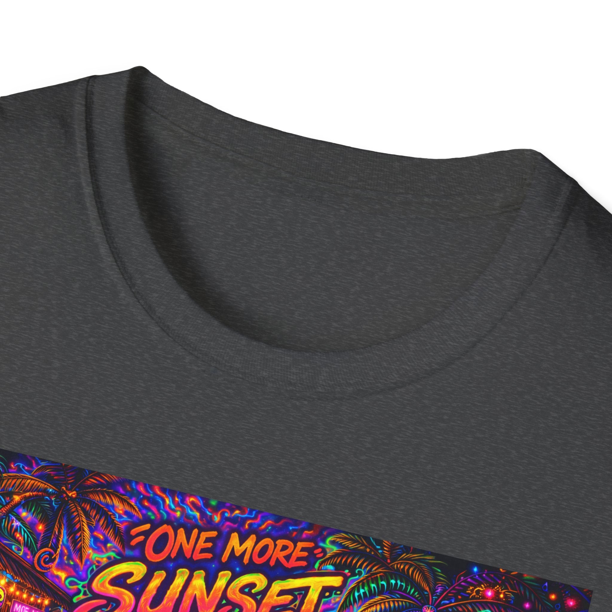 One More Sunset Bonfire Graphic T-Shirt  Song Cover Art From The Caribbean Calavera Album   — "Sunset" Neon Beach Party Tee