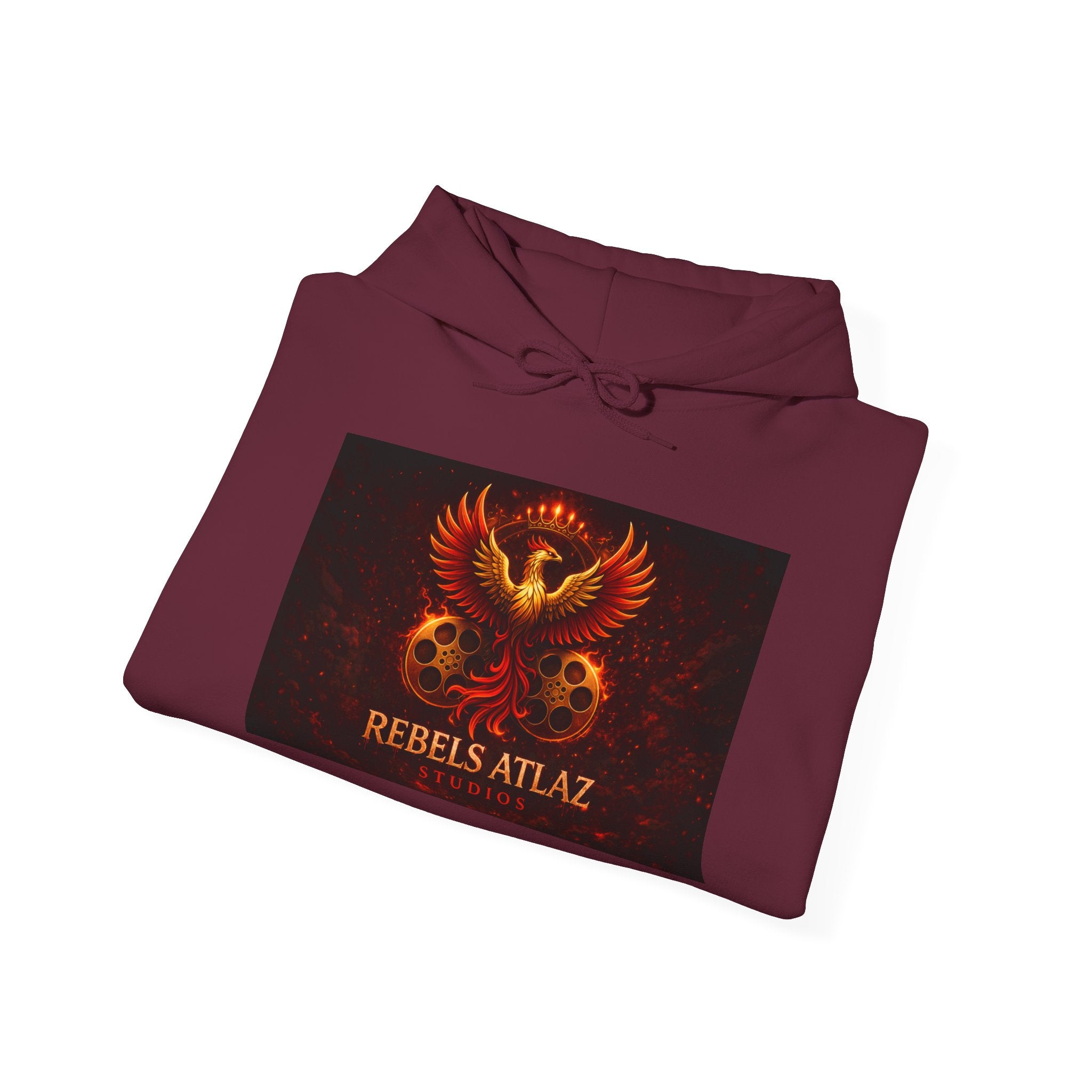 Rebelz Atlaz Film Studios Logo  Phoenix Skull Hoodie