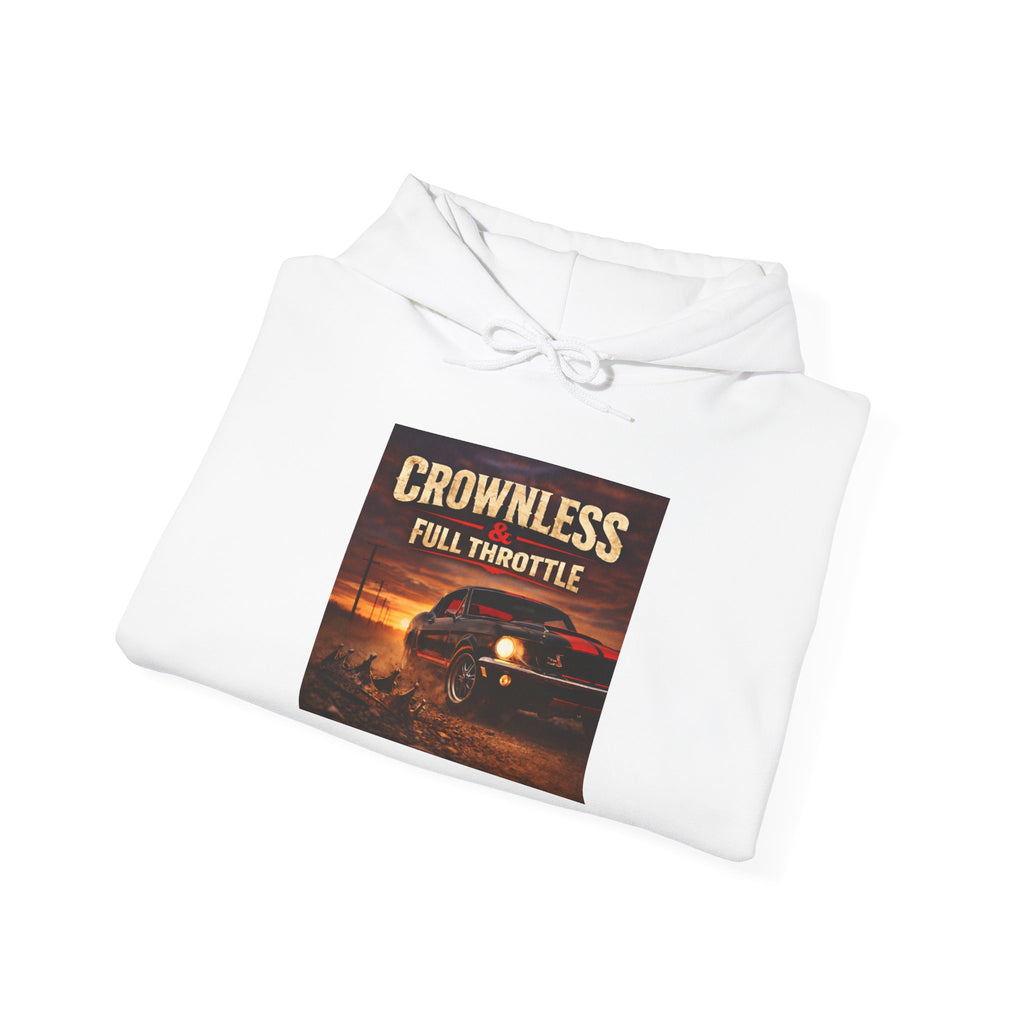 Crownless & Full Throttle Album Hoodie - Vintage Muscle Car Sunset Pullover