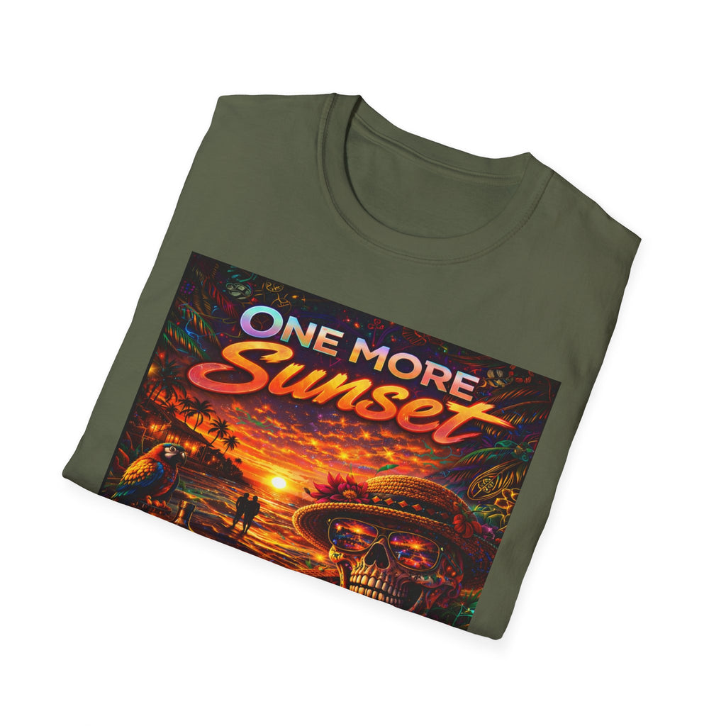 One More Sunset T-Shirt —  Song Cover Art From The Caribbean Calavera Album Retro Surf Skull Sunset Graphic Tee