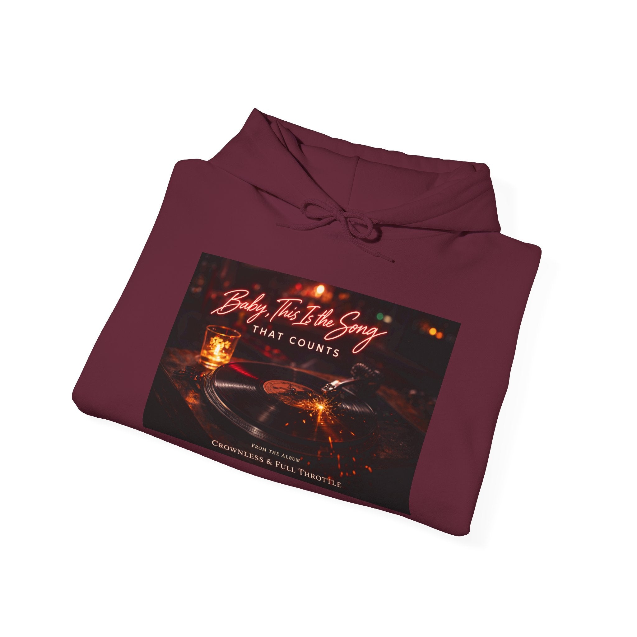 Baby, this is the song that counts  Graphic Sweatshirt Crownless and Full Throttle Album Cover Artwork Cozy Candlelight Hoodie –