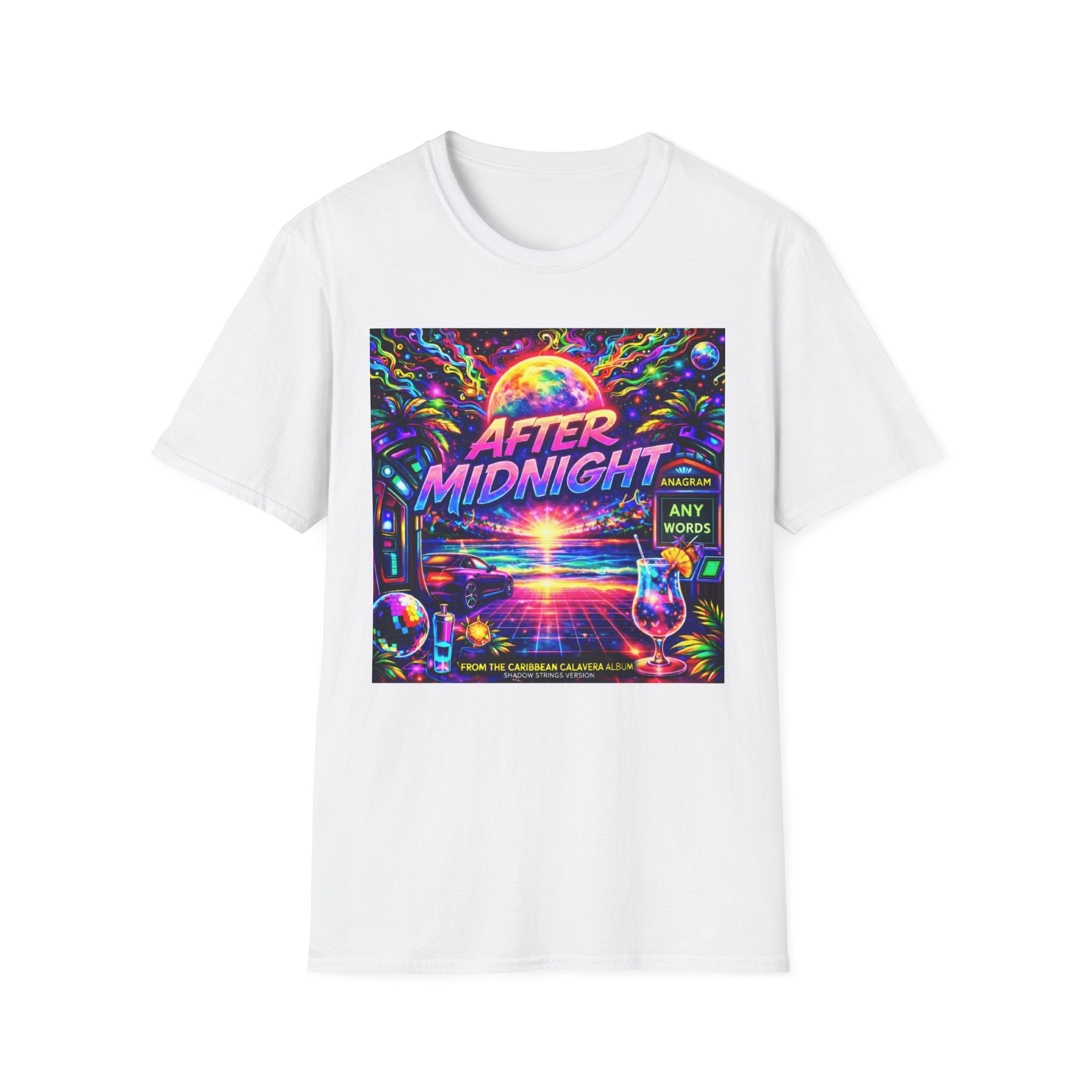 After Midnight T-Shirt Song Cover Art From The Caribbean Calavera Album  — Neon Retro Sunset Vaporwave Tee