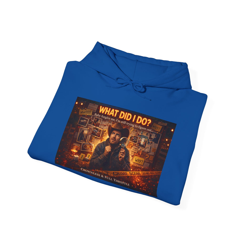 "What Did I Do?" Graphic Hoodie – Retro Mystery Movie Poster Sweatshirt