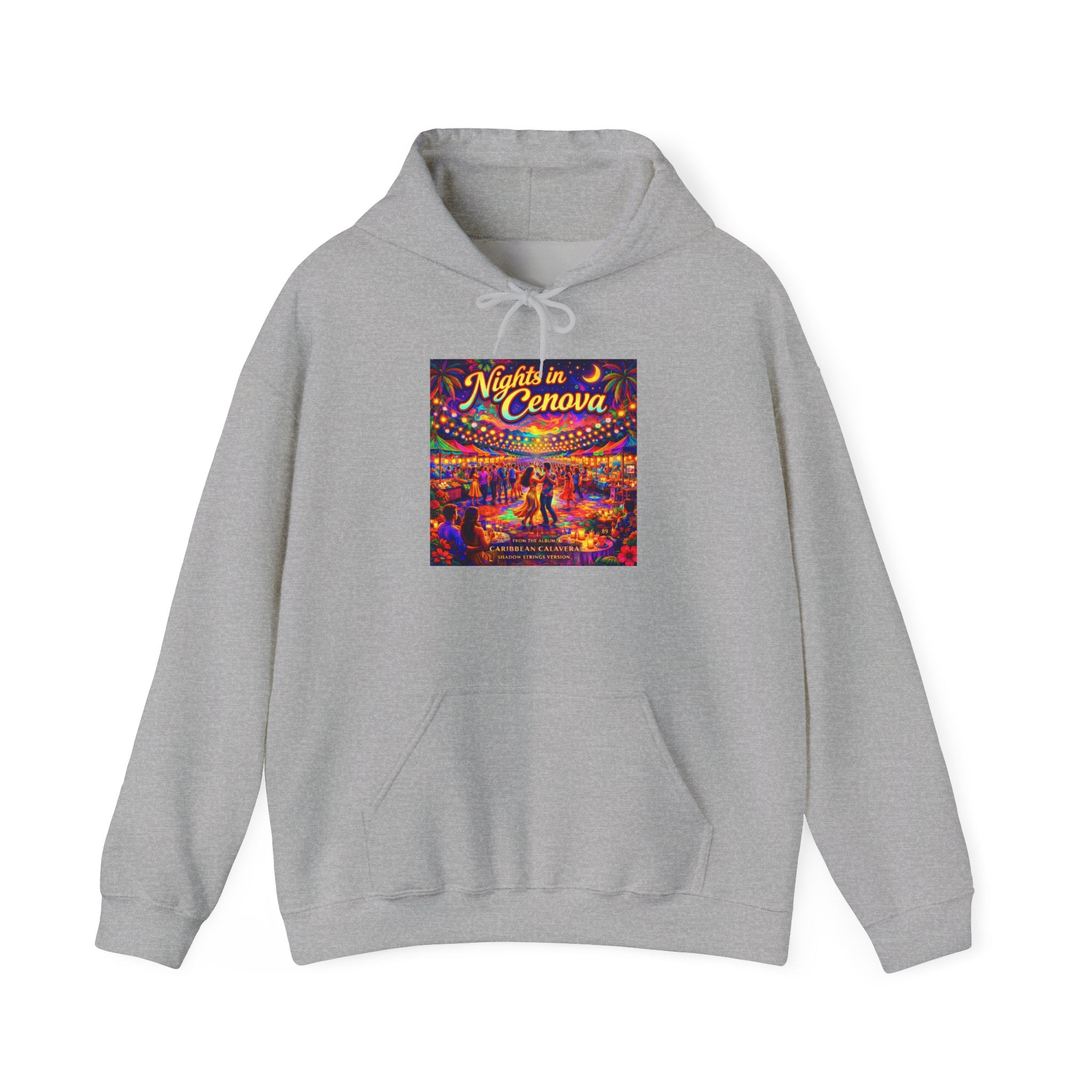 Nights in Cenova Song Cover Art From The Caribbean Calavera Album  Colorful Festival Street Scene Pullover HOODIE