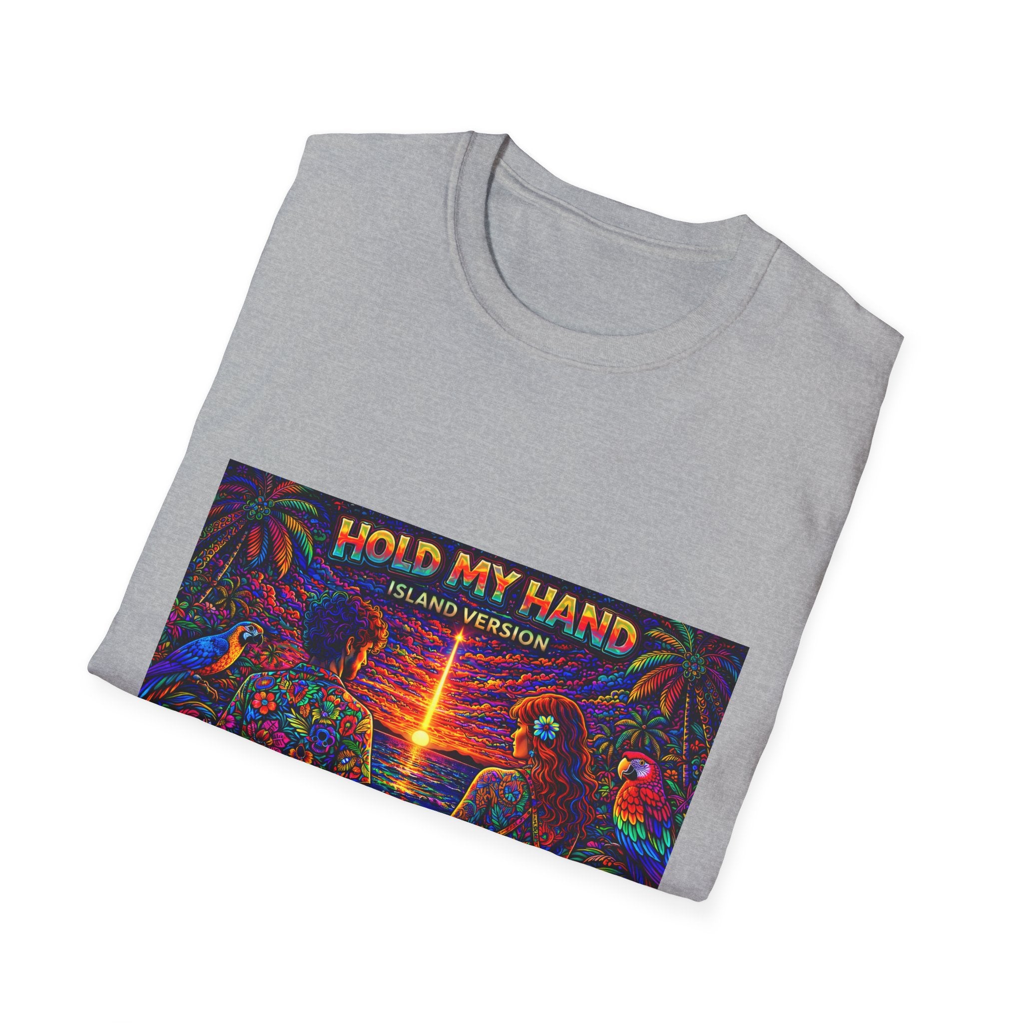 Hold My Hand Island Version Song Cover Art From The Caribbean Calavera Album  T-Shirt — Tropical Parrot Beach Graphic Tee