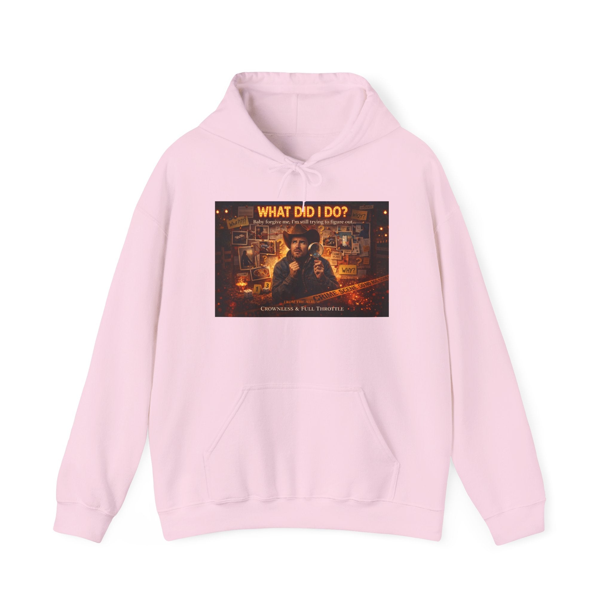 "What Did I Do?" Graphic Hoodie – Retro Mystery Movie Poster Sweatshirt