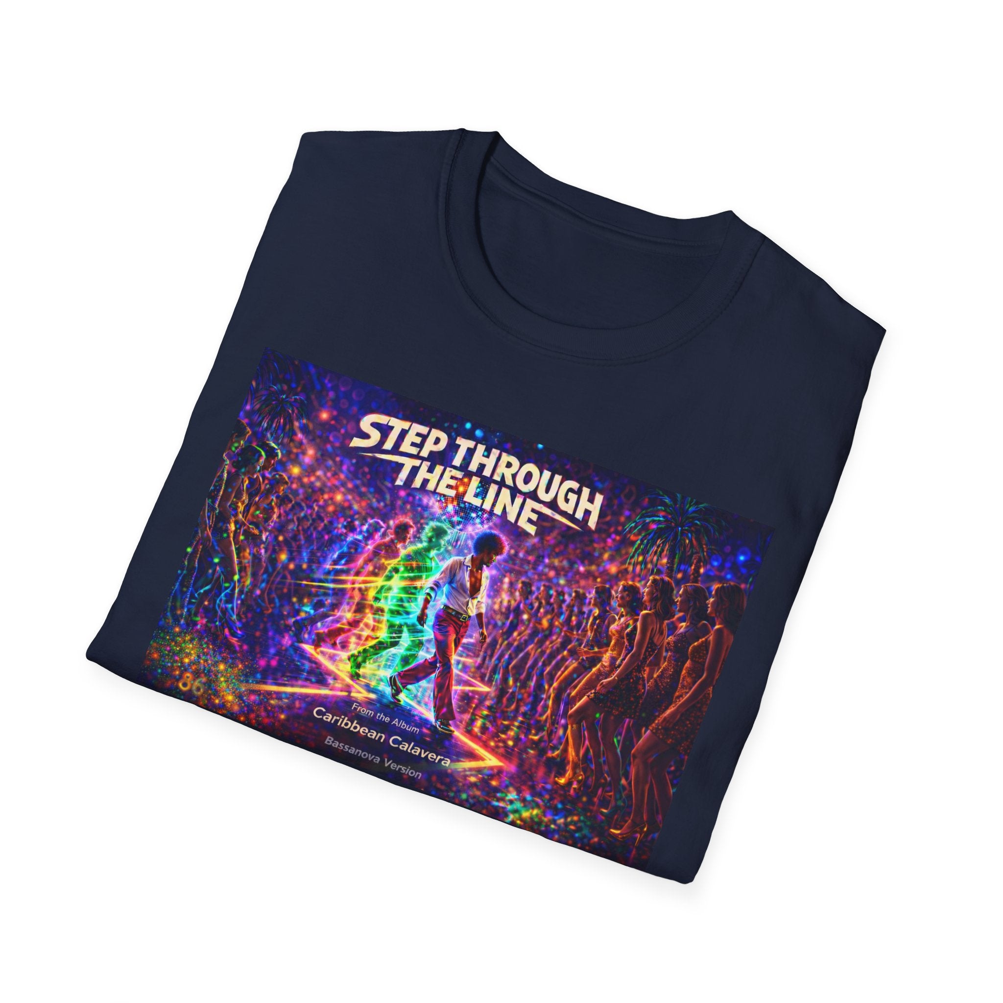 Step Through The Line T-Shirt Song Cover Art From The Caribbean Calavera Album  — Psychedelic Rainbow Silhouette Graphic Tee