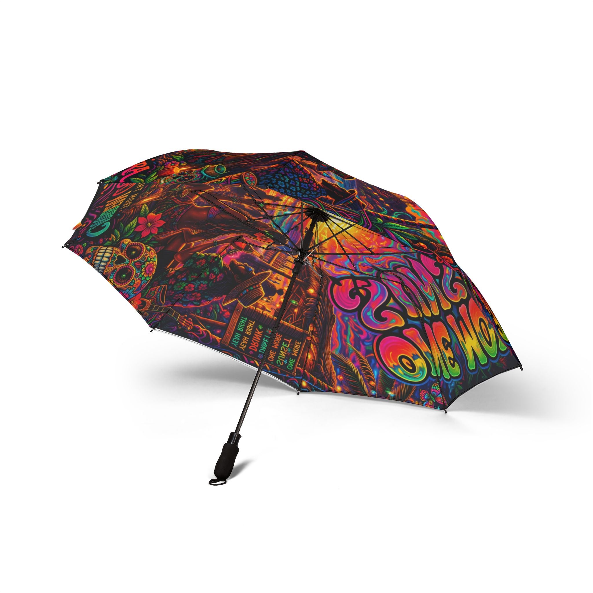 Psychedelic Foldable Umbrella – Vibrant 'One More Sunset' Rain Parasol